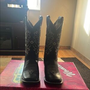 Black Embroidered Western Boots